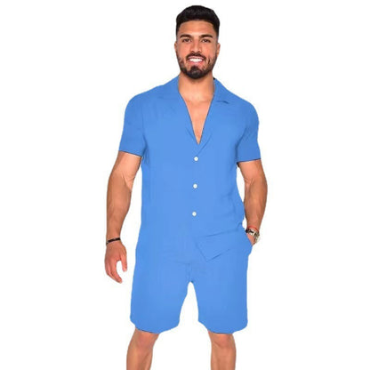 Men's Summer Lapels Cotton  Short Suit