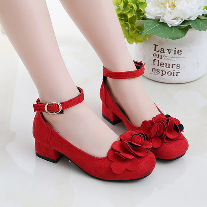 Girls Leather Princess High Heels Shoes