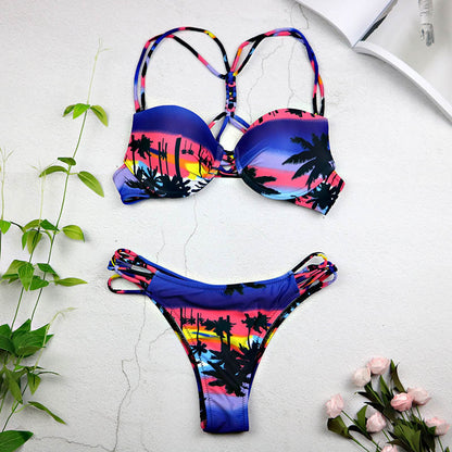 Swimwear Leaf Print Bikini  Bathing Suit