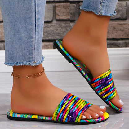 Spring Slippers Women's Rainbow Flat Sandals