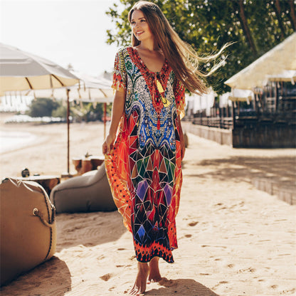 Bathing suit cover up Swimwear Women Summer Dress Kaftan Robe