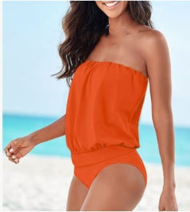 Multi-code Tube Top Strapless Shoulders  One-piece Swimsuit Beach