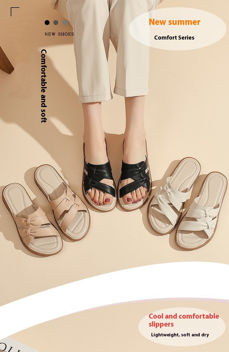 Summer  Soft Bottom Non-slip Tendon Bottom Soft Leather Sandals