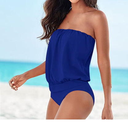 Multi-code Tube Top Strapless Shoulders  One-piece Swimsuit Beach