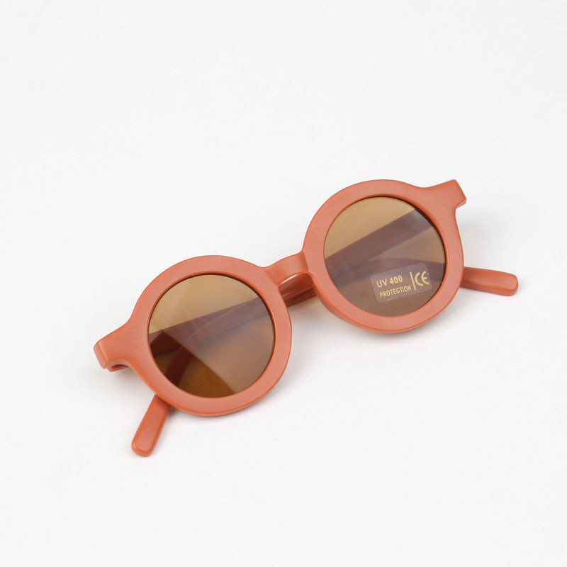 Children Round Frame Retro Mocha Glasses 