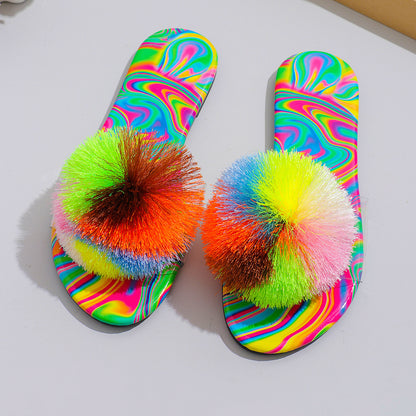 Spring Slippers Women's Rainbow Flat Sandals