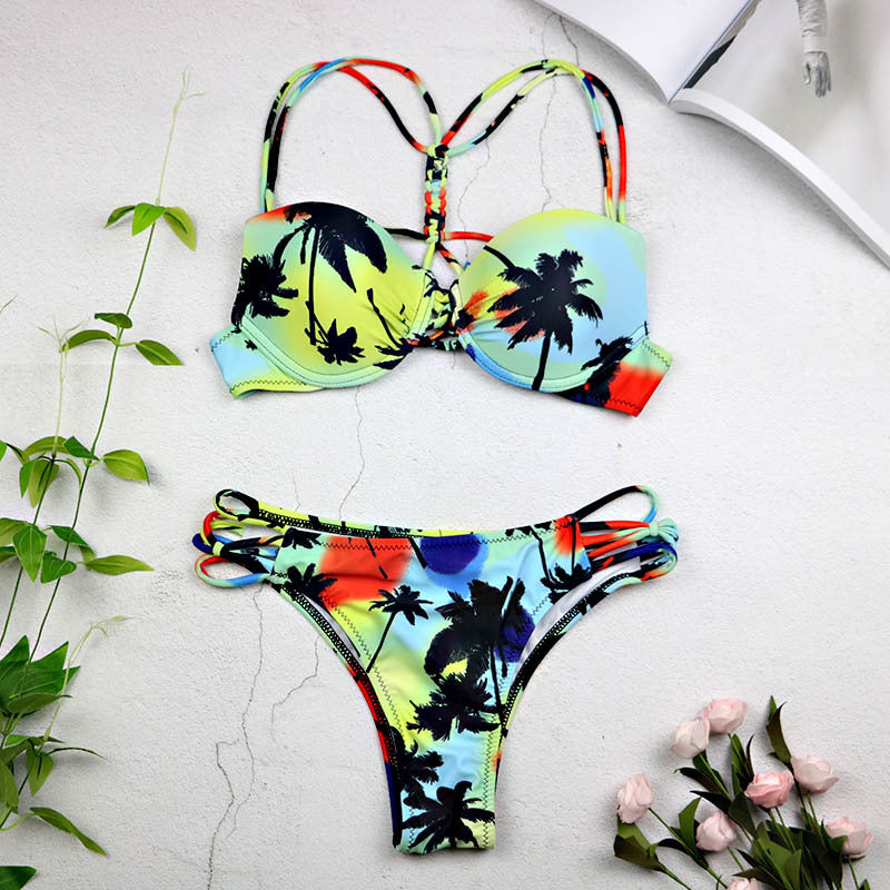 Swimwear Leaf Print Bikini  Bathing Suit