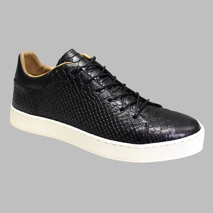 Men's Embossed Flat Casual Leather Shoes