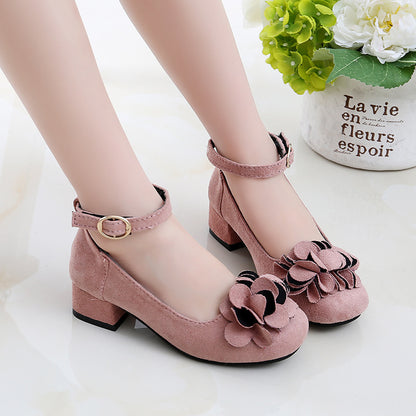 Girls Leather Princess High Heels Shoes