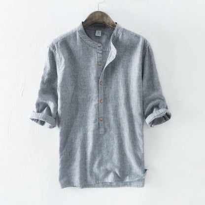 Men's  Casual Linen Stand Collar Shirt