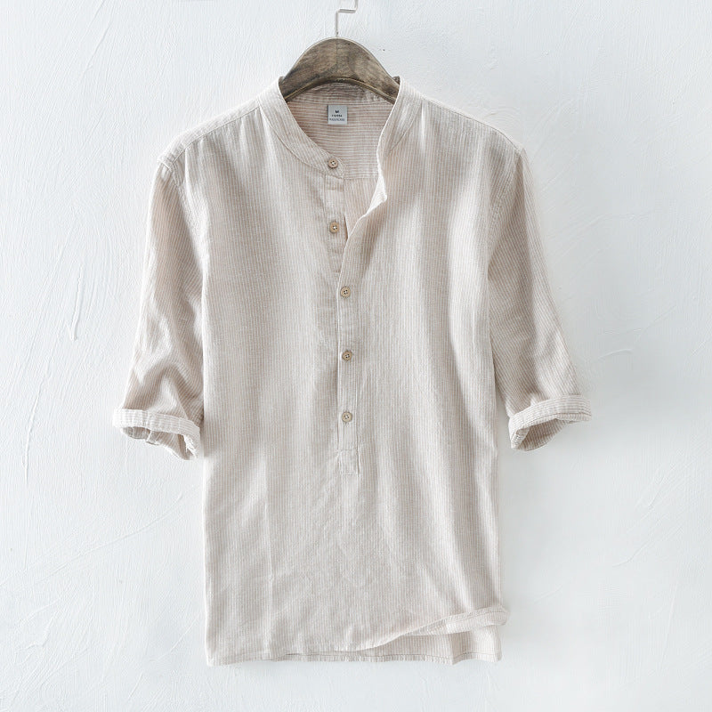 Men's  Casual Linen Stand Collar Shirt