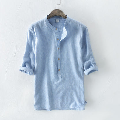 Men's  Casual Linen Stand Collar Shirt