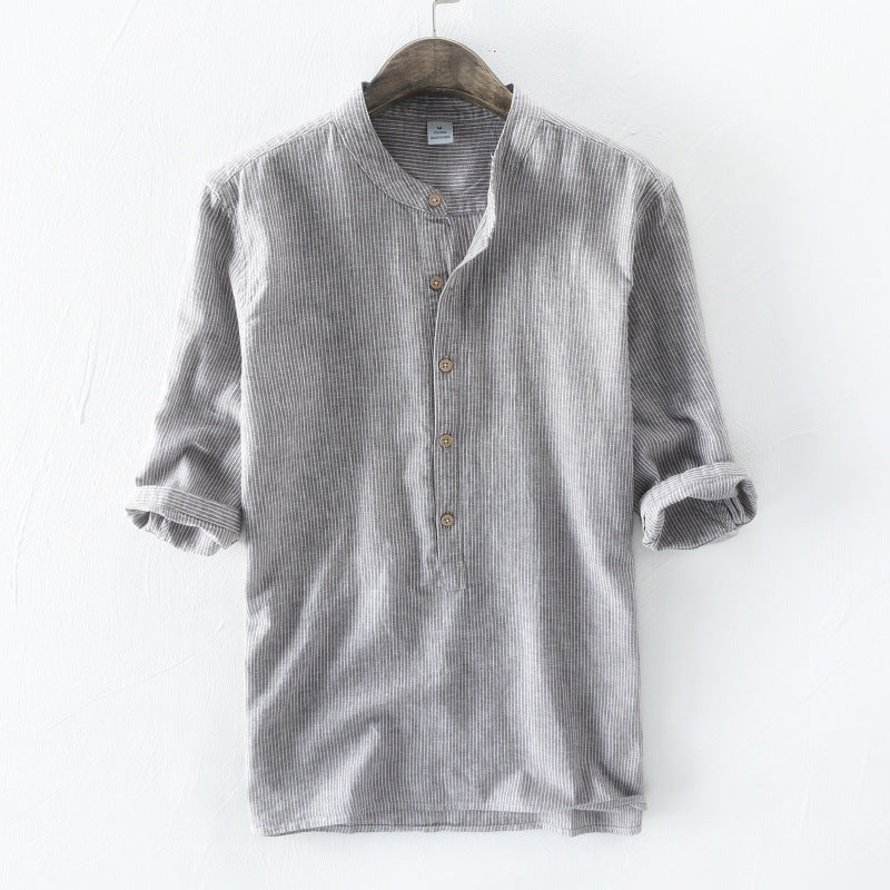 Men's  Casual Linen Stand Collar Shirt