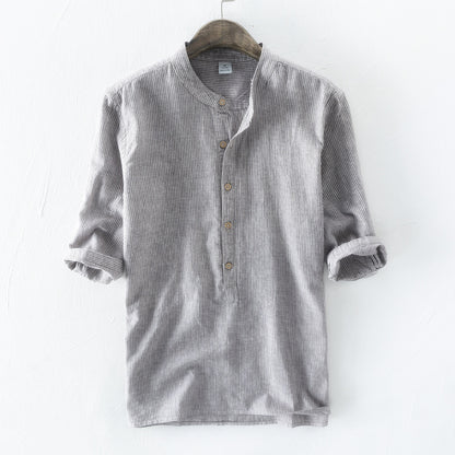 Men's  Casual Linen Stand Collar Shirt