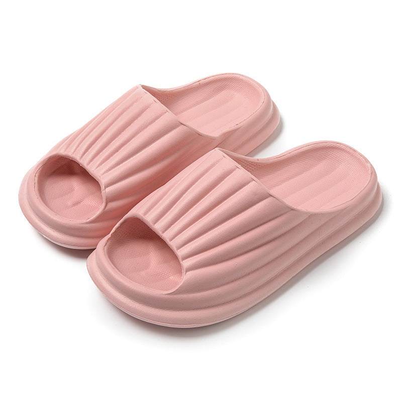 New Solid Striped Peep-toe  Floor Bathroom Slippers For Couple