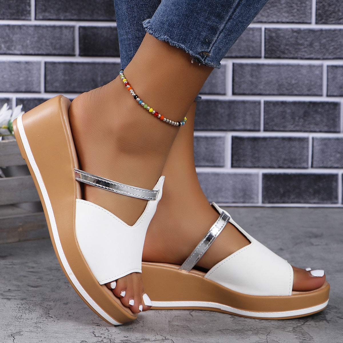 Summer Peep-toe Wedges Sandals Casual Outdoor Slides Shoes Women