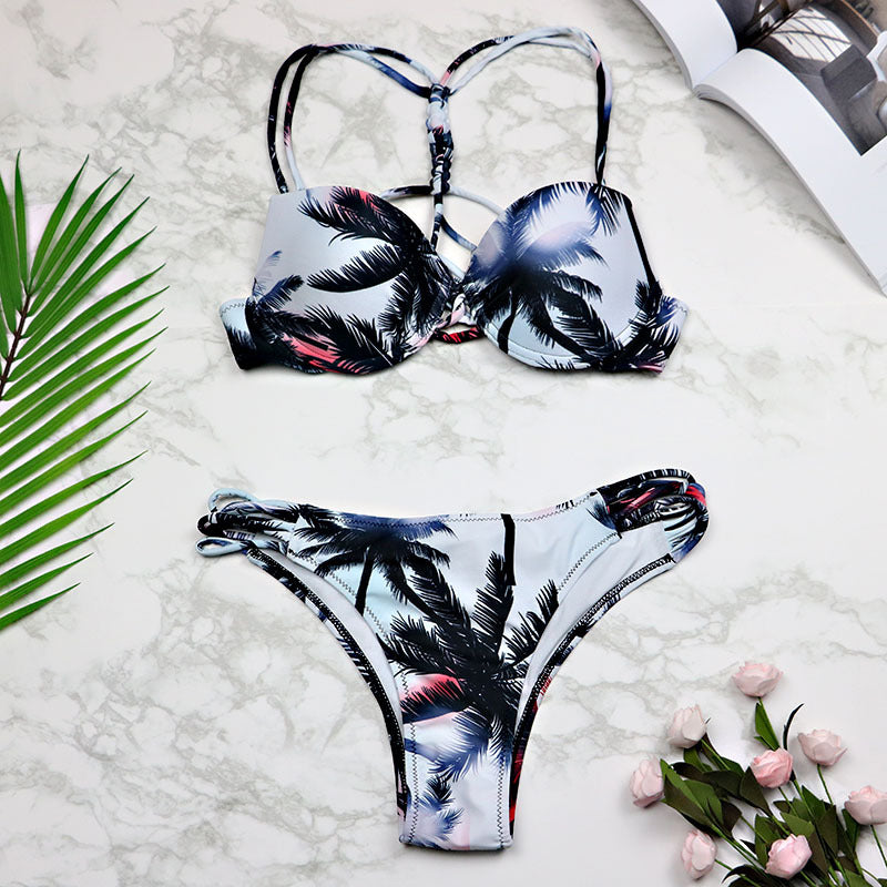 Swimwear Leaf Print Bikini  Bathing Suit