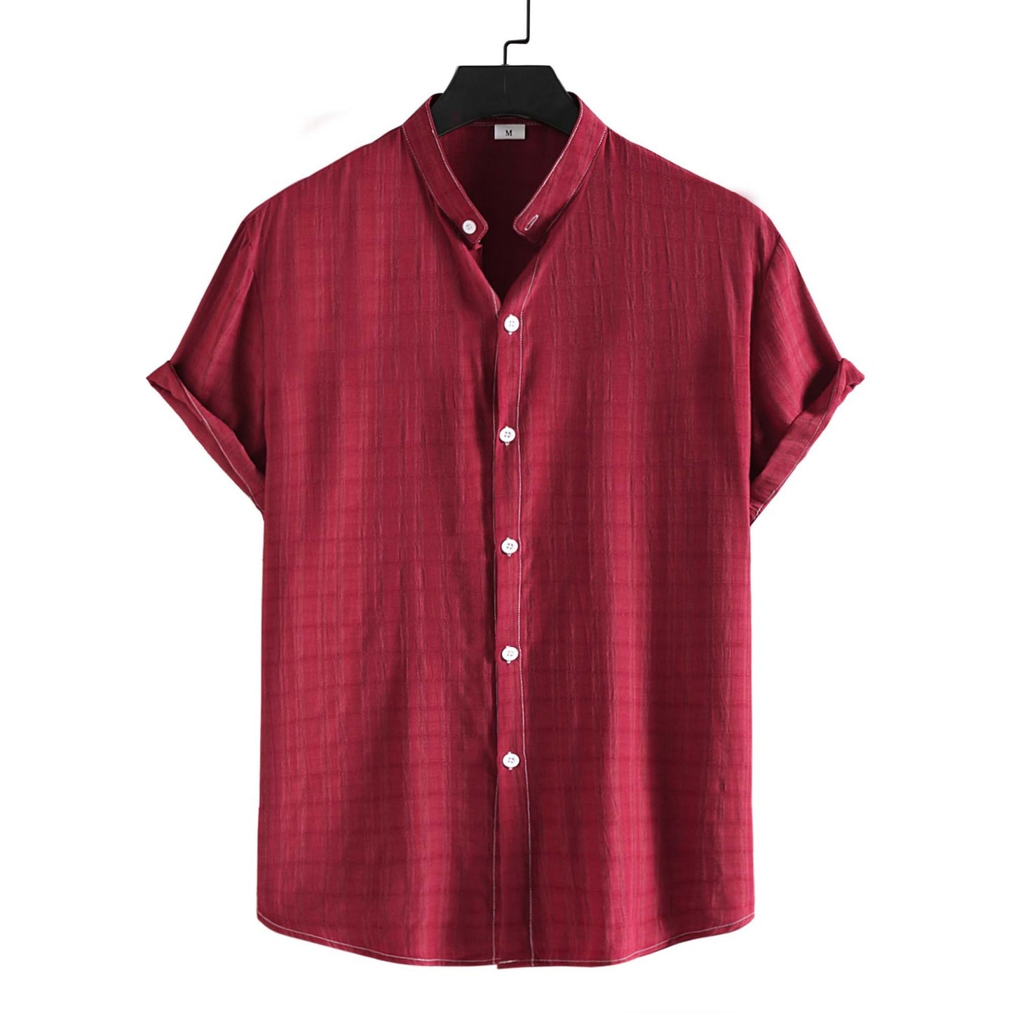 Trendy Stand Collar Short Sleeve Shirt