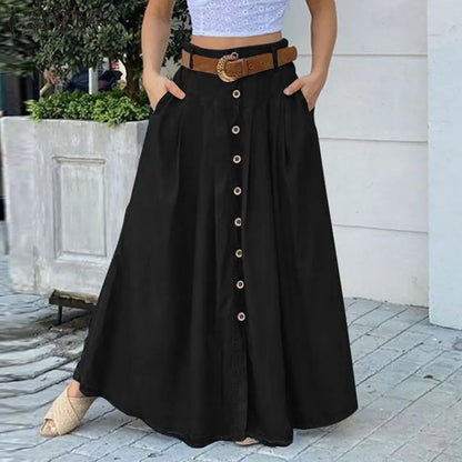 Fashion Button Maxi Skirts - Summer