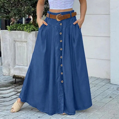 Fashion Button Maxi Skirts - Summer