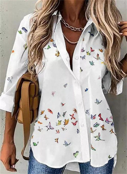 Summer Digital Printing Long Sleeve Shirt Top