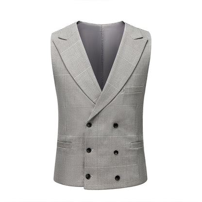 Slim Fit Lattice Pattern Three-piece Suit