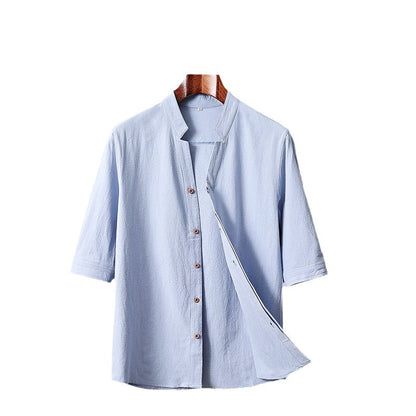 Half-sleeved Stand-up Collar Shirt