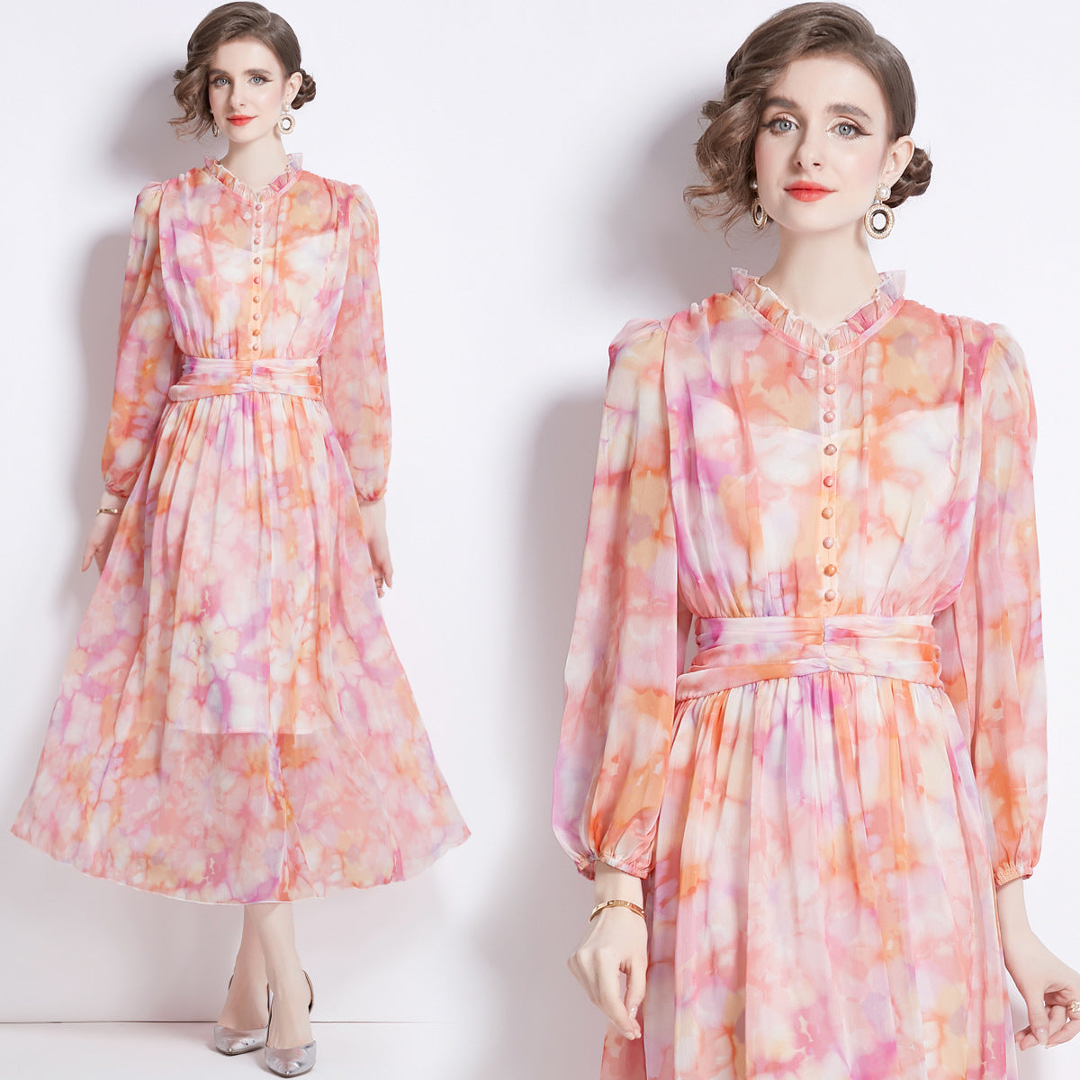 Printed Chiffon Dress Elegant