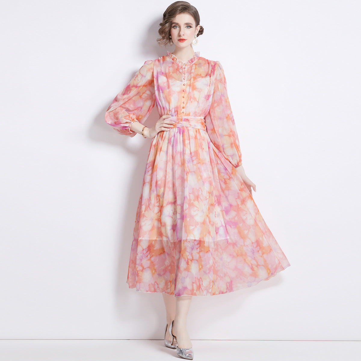 Printed Chiffon Dress Elegant