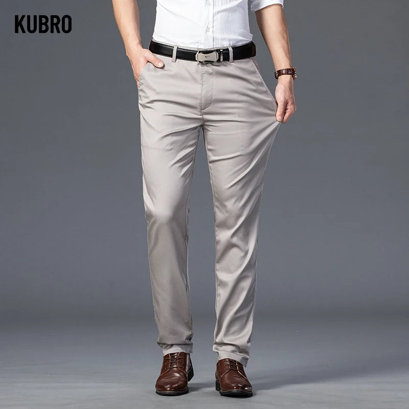 Men's Spring Autumn Fashion Business Casual Long Pants Suit Pants Male Elastic Straight