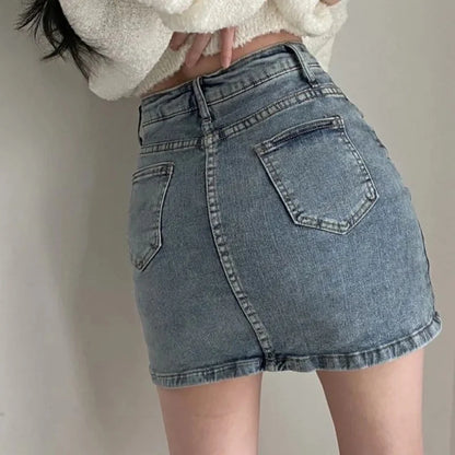 High Wiast Denim Mini Skirt Women Summer Sexy Tight Bag Hip Skirts Woman