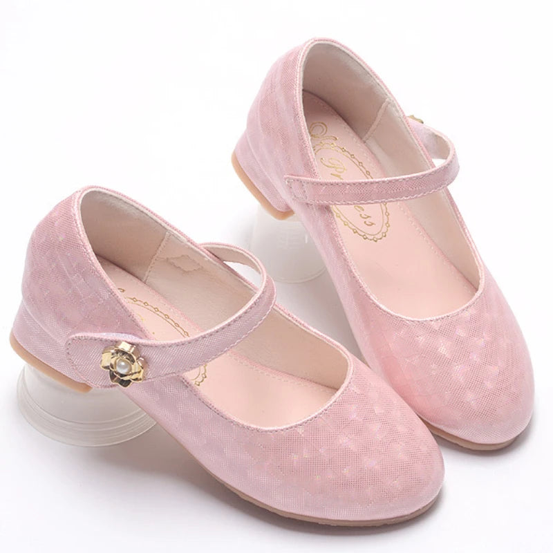 Children Princess Leather Shoes -  Heeled Shoes for Girls