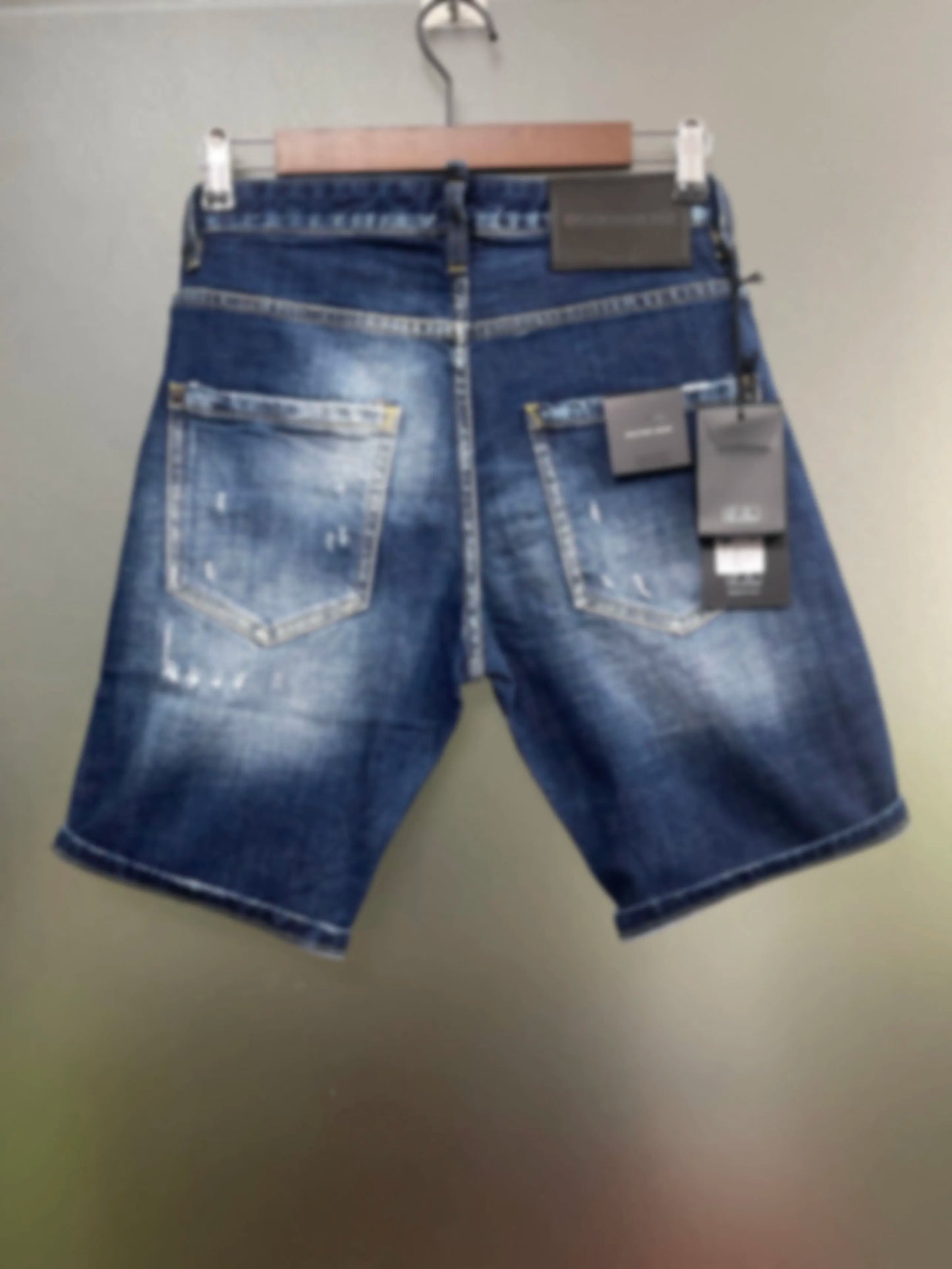 Spring/Summer New D2 Jeans Trendy Men's Washed Letter Printing Slim Fit Micro Elastic Casual Black Denim Shorts