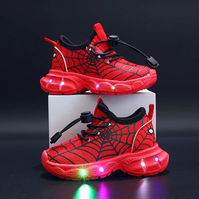 Disney Children's Led Light Shoes Fashion Aoger Spiderman Boys Sneakers