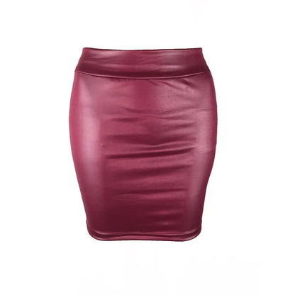 Black Slim Imitation Leather Pencil Mini Skirt