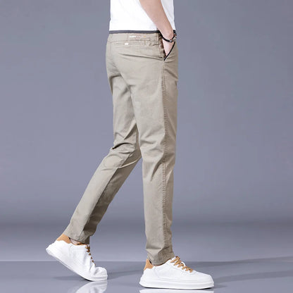 Spring Summer Casual , Soft, Cotton, Stretch, Straight Elastic Waist  Trousers