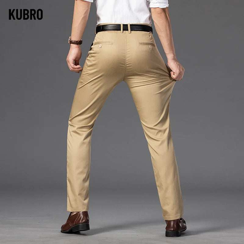 Men's Spring Autumn Fashion Business Casual Long Pants Suit Pants Male Elastic Straight