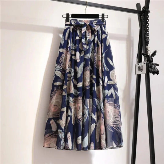 Bohemian Beach  Casual Printed Midi Skirts