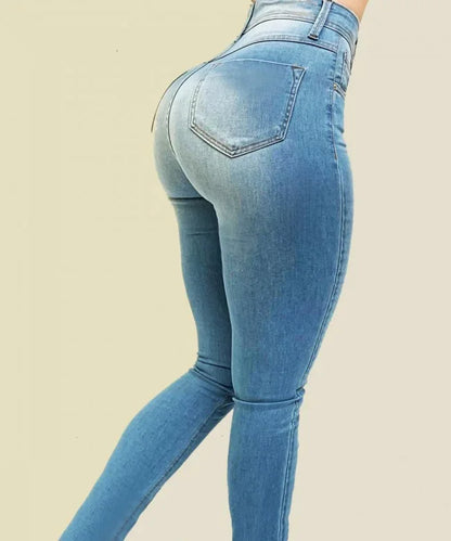 Woman's pure color high waist jeans