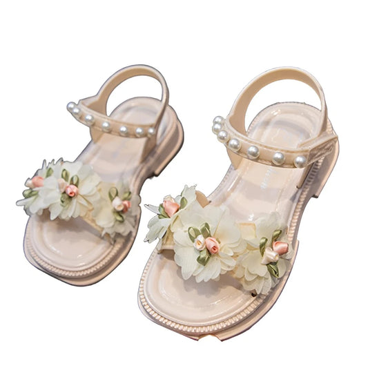 New Summer Sweet Flower Decoration Sandal For Aged 3-9 Girls