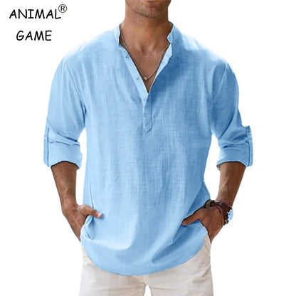 New Men Casual Shirts Lightweight Long Sleeve