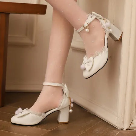 Summer Ladies Platform Cute Bow Lace Princess shoes