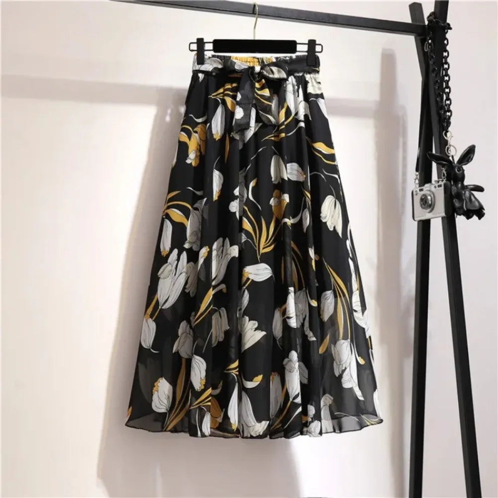 Bohemian Beach  Casual Printed Midi Skirts