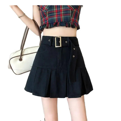 Mini Skirts Belt High Waist Sweet Slim