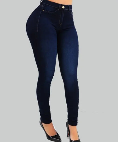 Woman's pure color high waist jeans