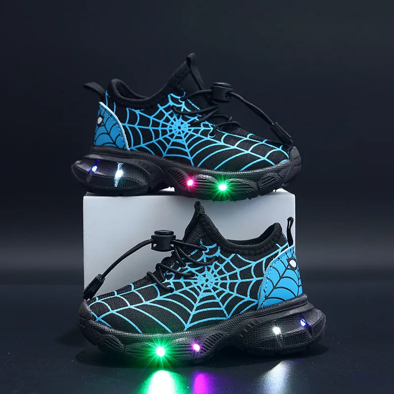 Disney Children's Led Light Shoes Fashion Aoger Spiderman Boys Sneakers