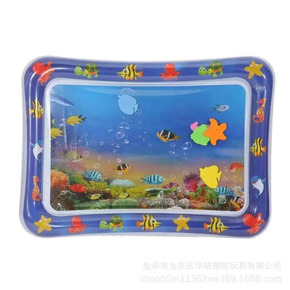 PVC Baby Water Play Mat Thickening Ocean World PVC Infant Tummy Time Cartoon Early Education for Baby/Infant/Toddler/Kids