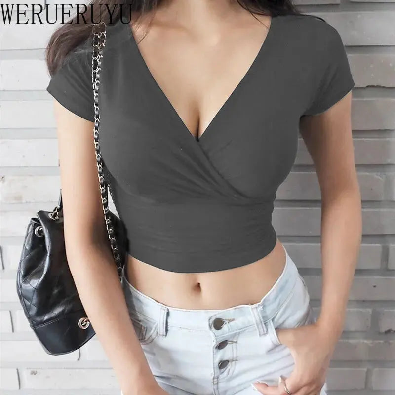 New Summer V-neck  short sleeve T-shirt/ top