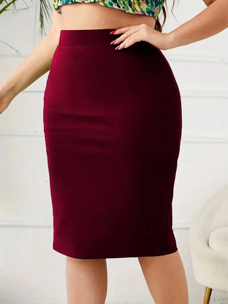 Summer Plus Size Casual High Waist Slit Skirt