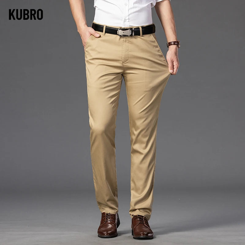 Men's Spring Autumn Fashion Business Casual Long Pants Suit Pants Male Elastic Straight